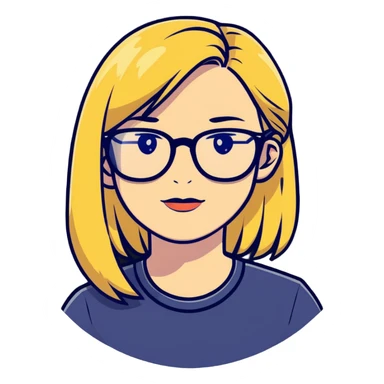 strict and fair senior category math teacher, blonde woman with glasses sticker