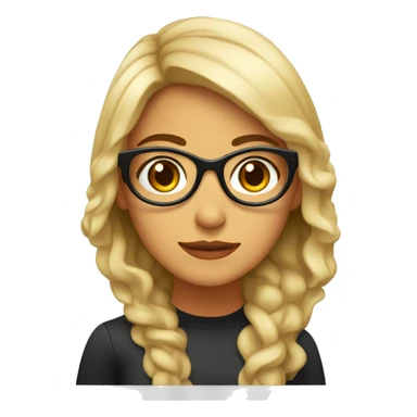 Chica blanca de ojos cafés con lentes, con cabello negro y largo sticker