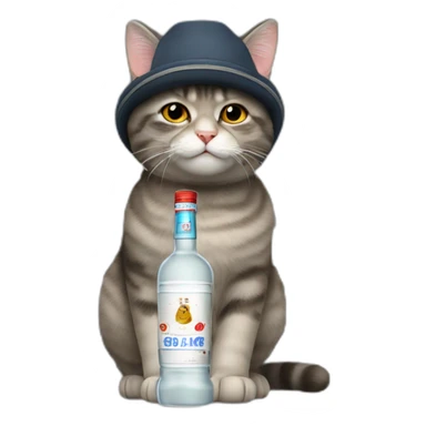 Cat with an ushanka drink vodka sticker