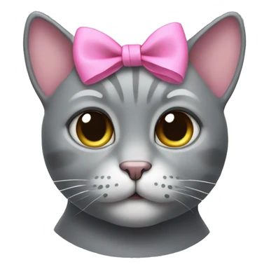 Solid grey cat with pink bow sticker
