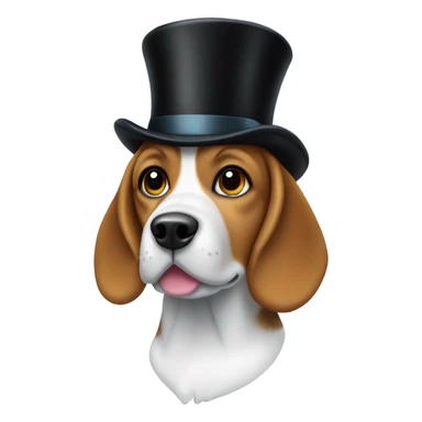 beagle with a top hat sticker
