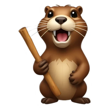 beaver with a stick in his mouth sticker