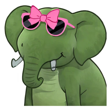 Pink furry elephant which is small and has two shades of pink sticker