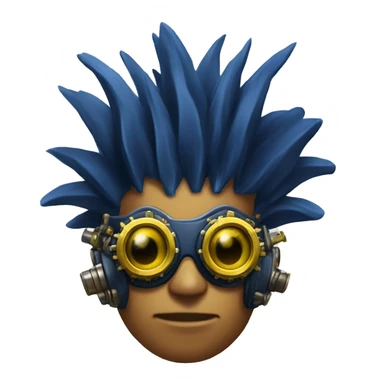 Navy blue Mohawk cyborg head with yellow steampunk goggles sticker