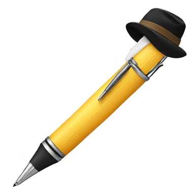 pen with a hat sticker