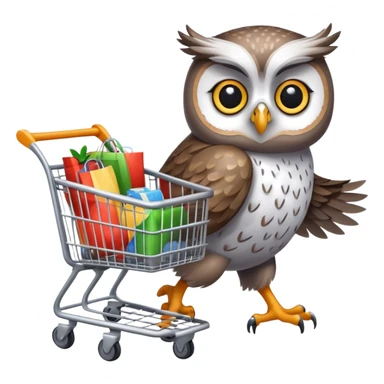Twilio owl pushing a shopping cart sticker