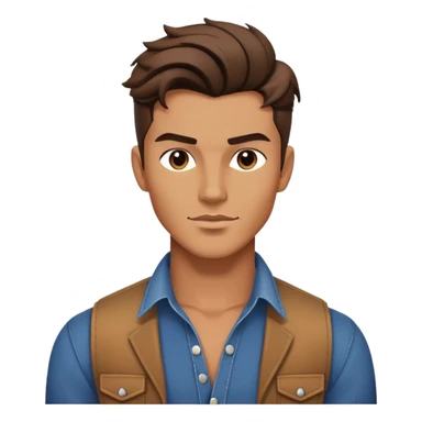 Handsome Western male fashion model with chiseled features, styled hair, designer clothes sticker