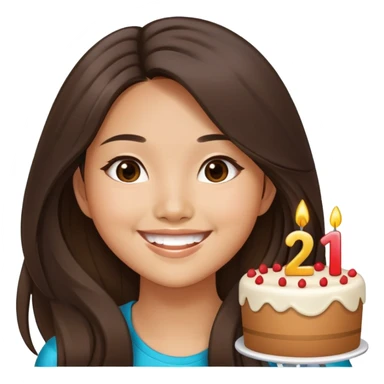 Asian girl long brunette hair 21st birthday  sticker