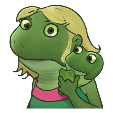 Nervous anxious sweating girl blond hair frog sticker