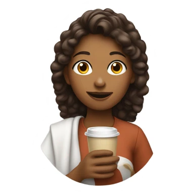 Hattie drinking coffee sticker