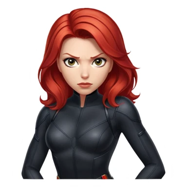 Black Widow superhero from Avengers with red hair, black bodysuit sticker