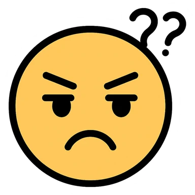 confused and annoyed face, color outline icon style sticker