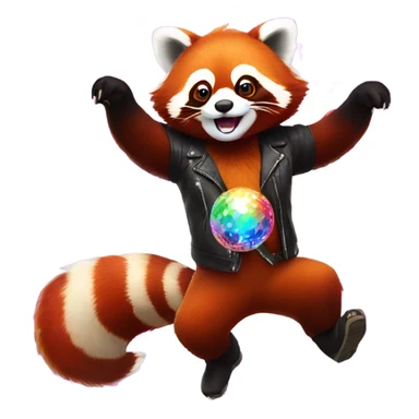 red panda dancing, disco ball above sticker
