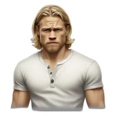 charlie hunnam angry cartoon wearing henley sticker