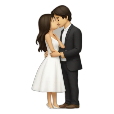 brune petite kiss a white tall white guy sticker