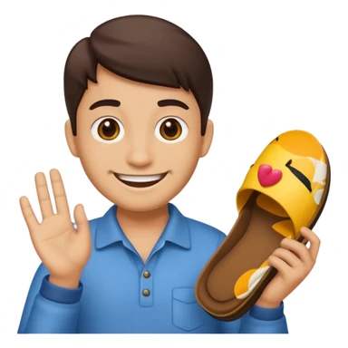 Smile, emoji, holding a chappal sticker