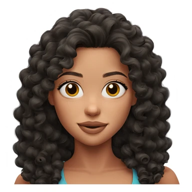 smiling girl with curly hair sticker
