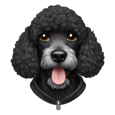 Black poodle wearing hoodie sticker