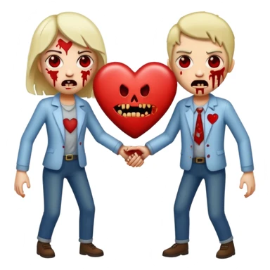 Zombies made out of heart emojies fighting sticker