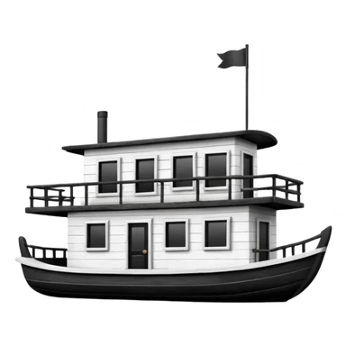 Simple black and white houseboat sticker