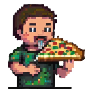 man eating pizza sticker