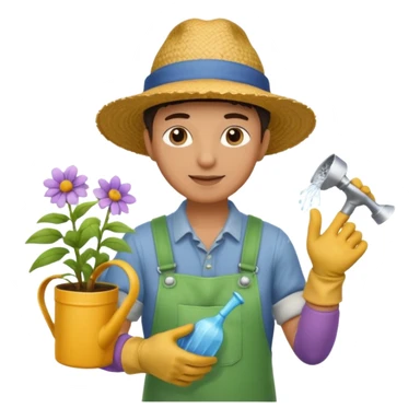 gardener holding watering pot sticker