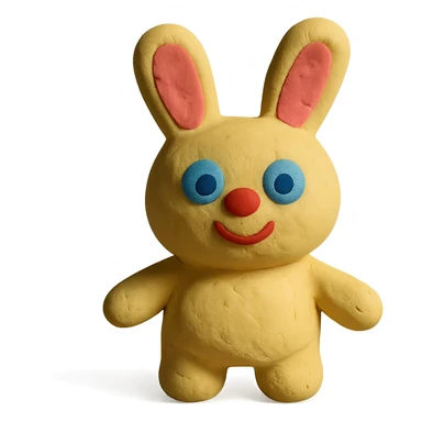 claymation style character named Bunty, soft and squishy sticker