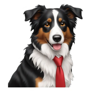 border collie with red tie sticker