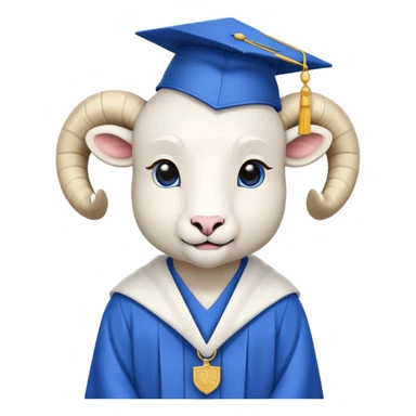 Ram in graduation robes blue the ram is white robes are blue sticker