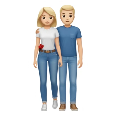 full-length relaxed couple in jeans and t-shirts sticker