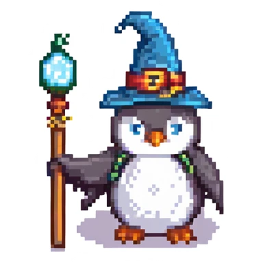 A penguin wizard sticker