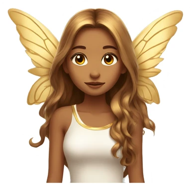 big wings, Beautiful, fairy, gold, brown, long hair sticker