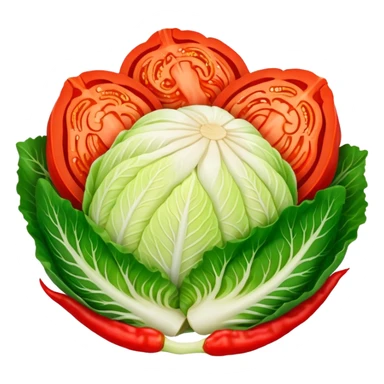kimchi napa cabbage marinated in bright red pepper paste, vibrant red color, no face sticker
