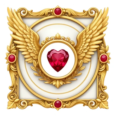 3st place award number in frame decorated with golden angel  wings and rubby stone sticker