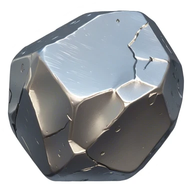 Cinematic Realistic Nickel Ore, Bright and shiny, with a rough, metallic surface reflecting light in soft, gleaming waves. The metal has a subtle luster and is both sturdy and raw in its form. Soft glowing outline, capturing the essence of durability and modern elegance in raw nickel ore. sticker