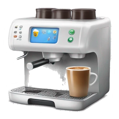 Coffee machine with a mug of coffee and milk  sticker