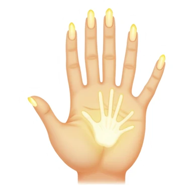  -- ethereal glowing hand palm lines-- 5 fingers reading palm 
 sticker