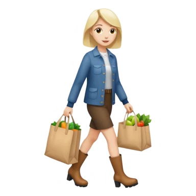 Una donna con gli stivaletti che va a fare la spesa sticker