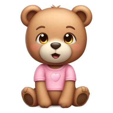 Cute female Teddy Bear Emoji with blush, kids teddy bear, 3d sticker
