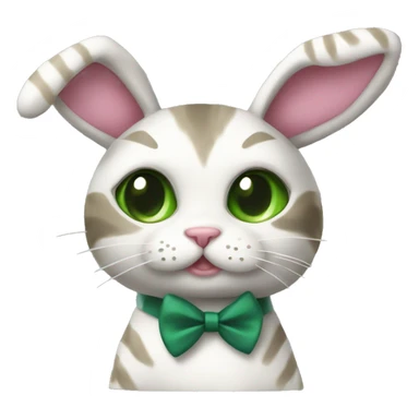 Stripes cat in a bunny COSTUME with pink bow tie and dark green eyes sticker