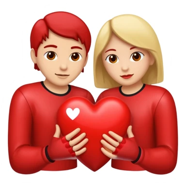 Dos personas en medio de un corazón partido en dos sticker