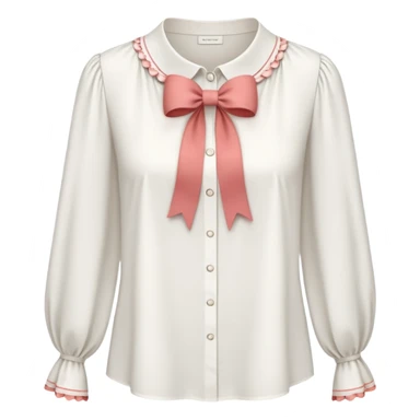ehite blouse with ribbon sticker