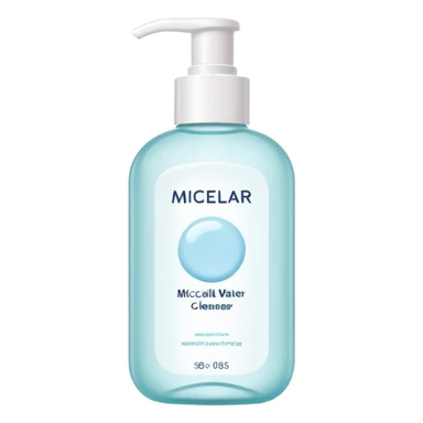 Micellar water cleanser bottle, minimalist, rounded, soft pastel colors, SOS skin care sticker