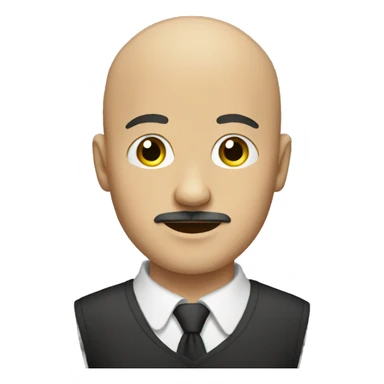 Bald young man with mustache sticker