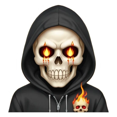 Bro I wanna skull with hoodie on the hoodie has to be on fire and I want matrix blood with the codes and weird numbers spilling out eyes and mouth almost give him a diamond grill in his mouth make it shinny where is the matrix symbols  sticker