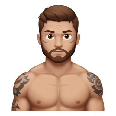 tattoo man, white skintone,brown hair, tattoos on face, more visible, bulky man with tattos on his chest. sticker