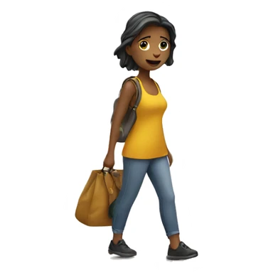 girl with bag on road sticker