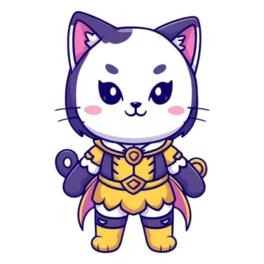 catgirl character with detailed fantasy costume, magical vibe, anime look sticker