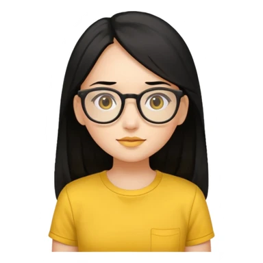 Nails cute with hello kitty wear glasses black long  hair wear, yellow shirt for circle profile picture sticker