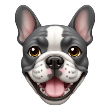 female Dark Grey French bulldog smiling face sticker